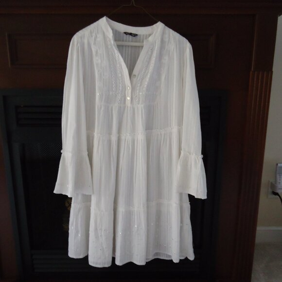 Shift Dress White Cotton 8 - Picture 2 of 10